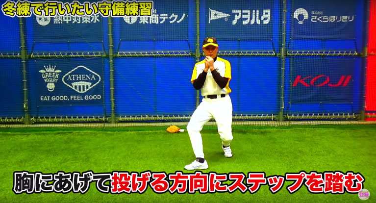 投げる方向にステップ