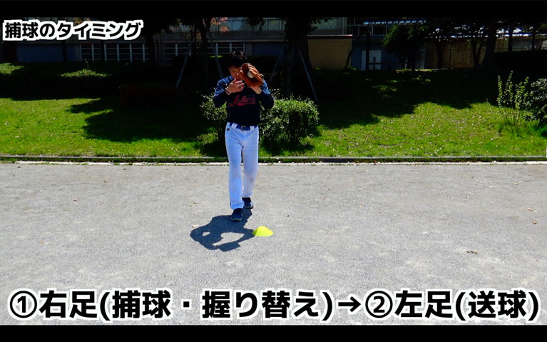右足(捕球・握り替え)