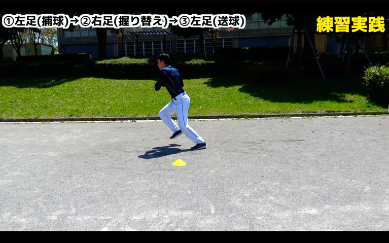 １点気をつけるとすれば、グラブ側の足を前方に出しておく
