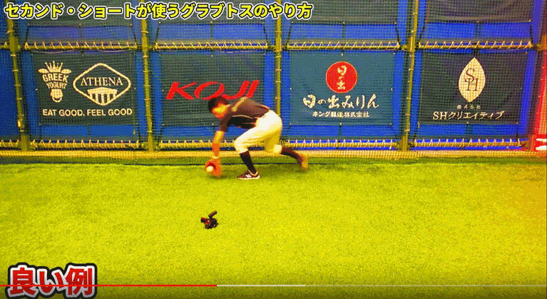 グラブの面を相手に見せること