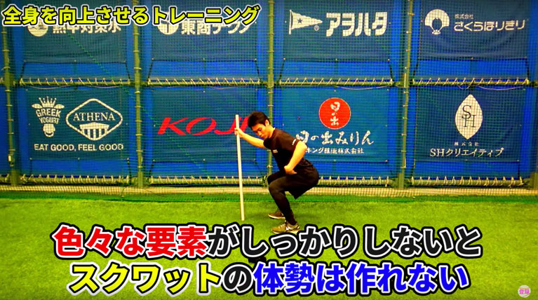 スクワットの姿勢を作るためには、いろいろな要素が必要だということの画像