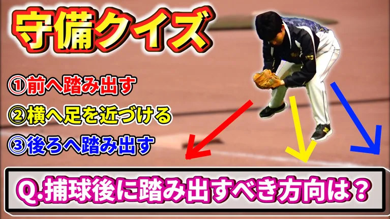 守備クイズ！捕球後のステップはどれが正しい！？のサムネイル