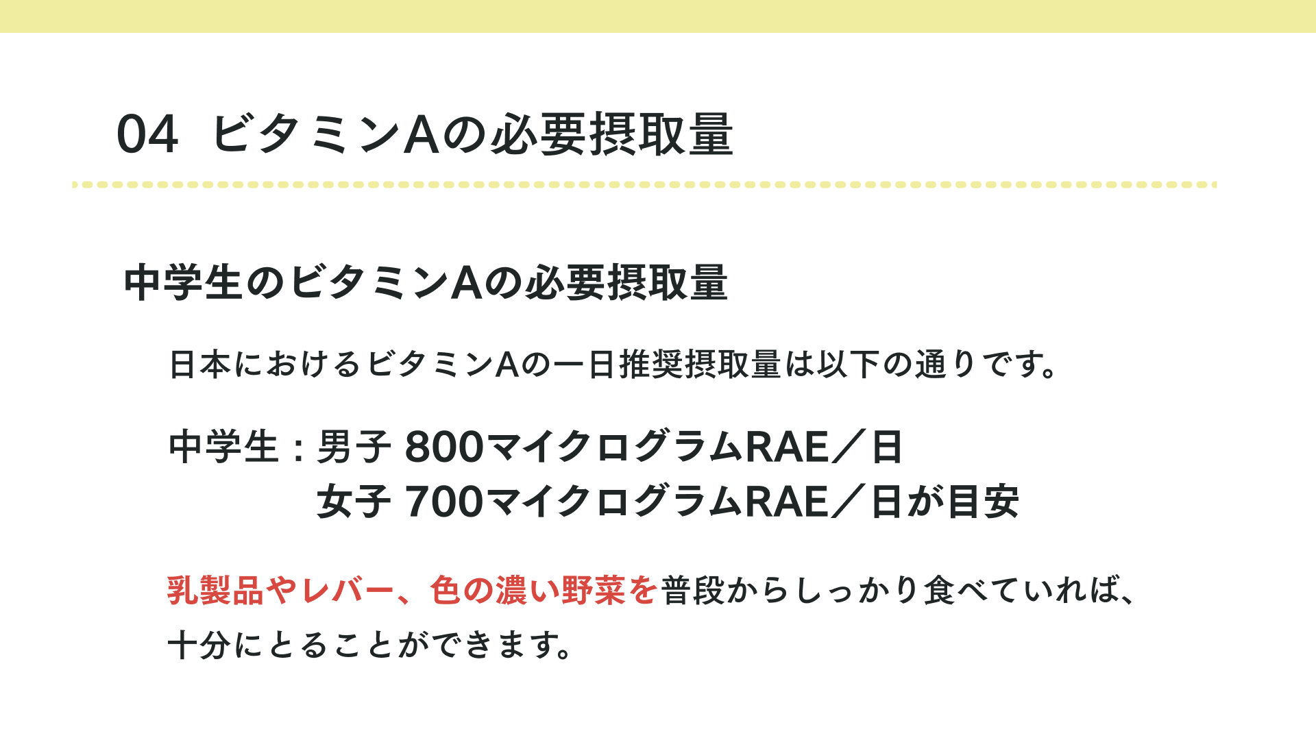 中学生の推奨量