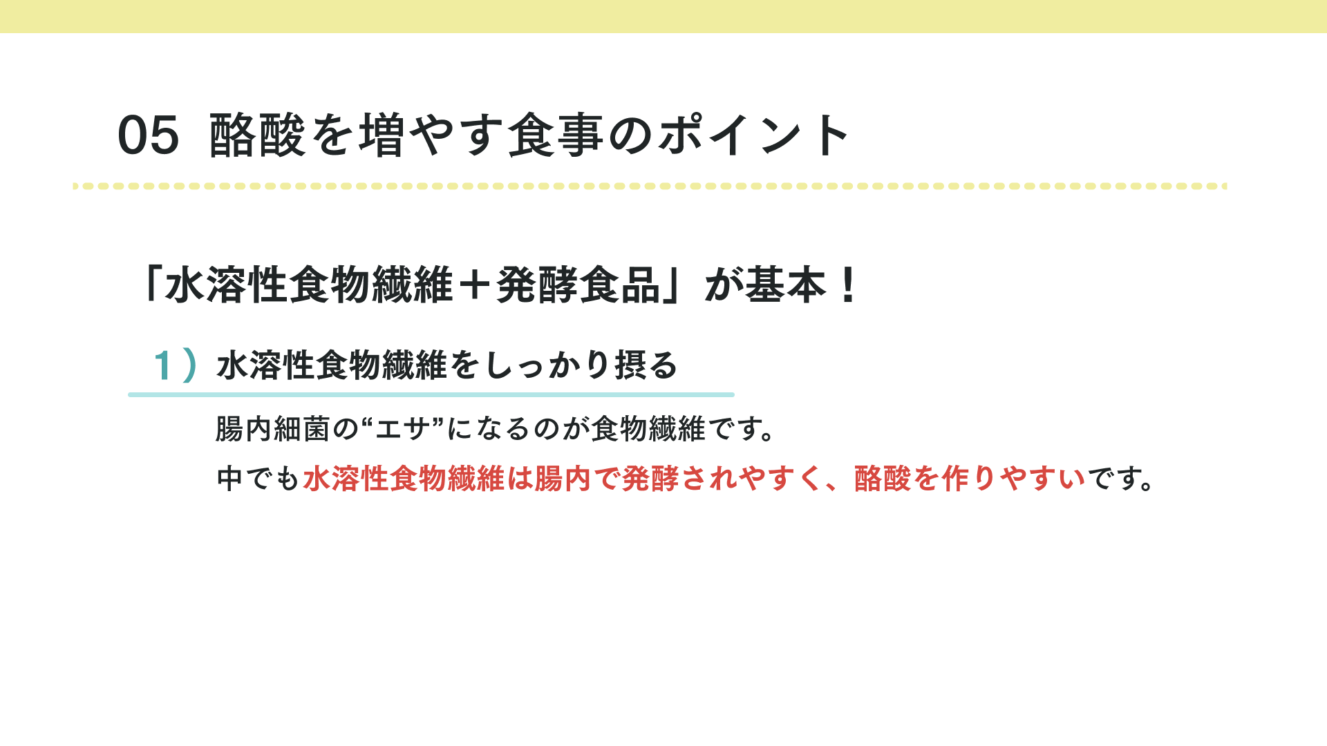 タイトル 酪酸を増やす食事のポイント