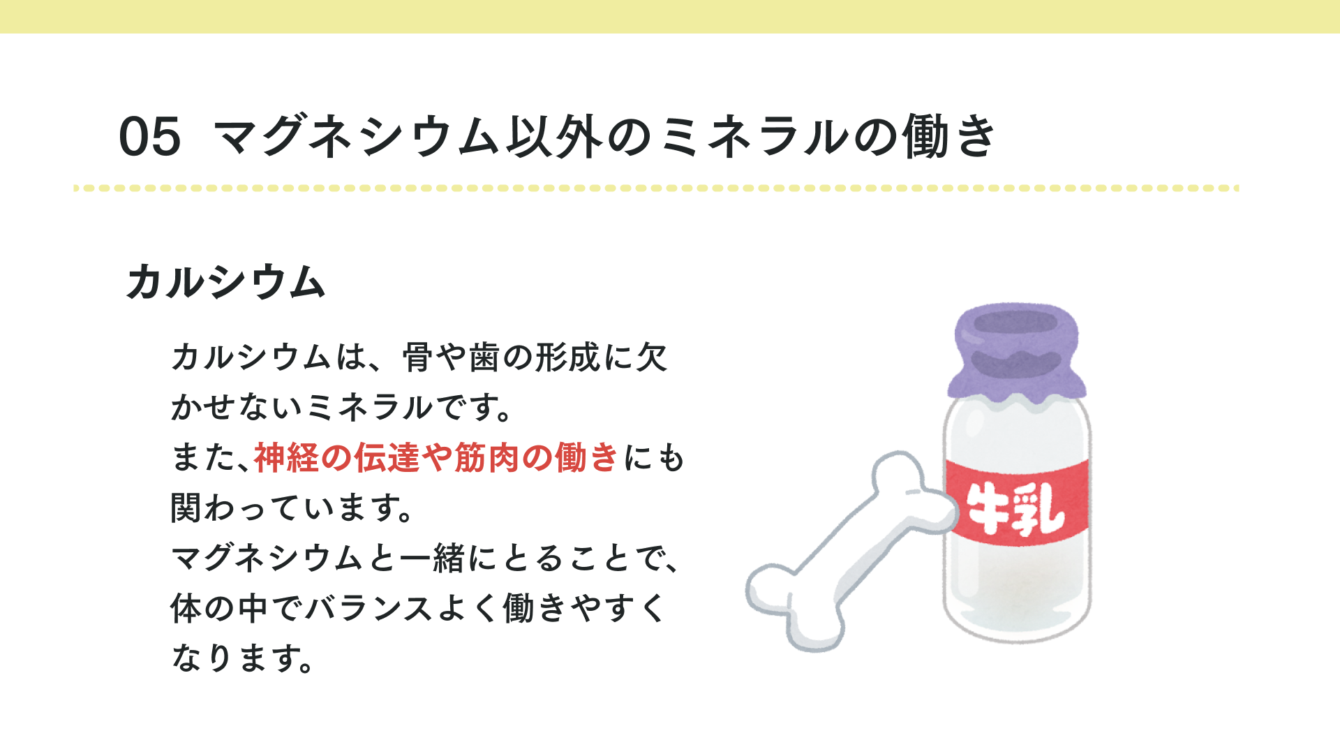 タイトル マグネシウム以外のミネラルの働き