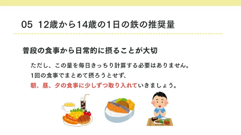 12歳から14歳の1日の鉄の推奨量
